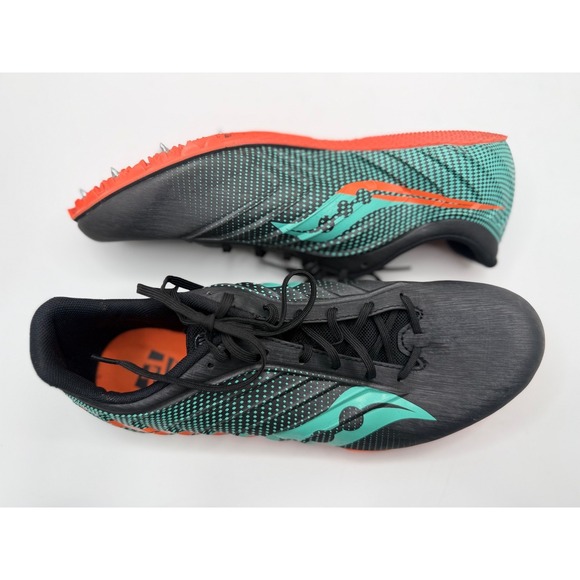 Saucony Spitfire 5 Track Spikes Men\'s Size 10 Black Mint Orange Sprint Shoes main image 14